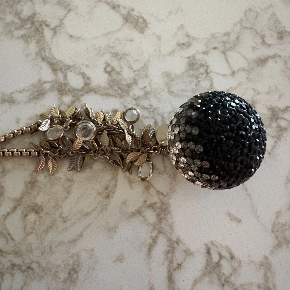 Black and Silver Crystal Disco Ball Necklace - Picture 4 of 4